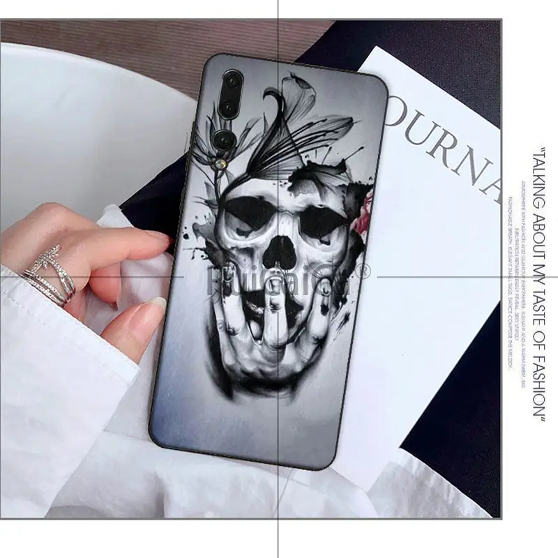 Retro Style Flower Skull Crow