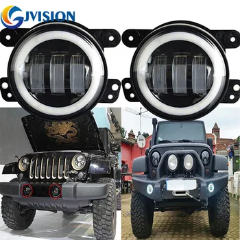 

For Jeep Wrangler 97-15 JK TJ LJ ATV 4 INCH LED fog lights 6000K White Halo Ring Angel eyes