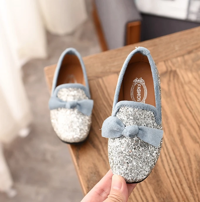 princess shoes spring and autumnfashion new Korean children's peas shoes girls single shoes diamond Girls leather shoes