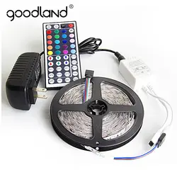 Гудленд RGB Светодиодные ленты света 5050 SMD 5 м 10 м 60 Светодиодный S/М гибкий свет лента ИК-пульт дистанционного контроллер 12 В Мощность адаптер