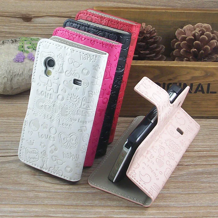 

Magic Girl stand Leather Case cover with Holder Card Slots for Samsung Galaxy Ace S5830 5831 s5831i freeshipping