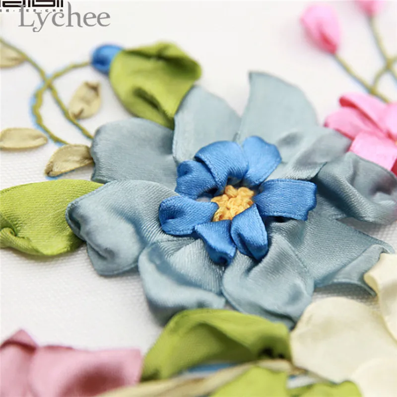 Lychee 3D Цветы ленты наборы для вышивания ручной работы цветок Декор стены DIY рукоделие ремесла материал