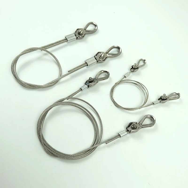 2pcs Thimbles Ring Clamp + 2pcs Single Grips Cable Clamps + 2pcs aluminum ferrule For 1mm 2mm 3mm Stainless Steel Wires rope