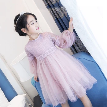 

4-12 Yrs Girl Princess Long-sleeve Dresses 4 Colors Casual Graceful Design Kids Teens Children Baby Girl Clothes for Party Prom