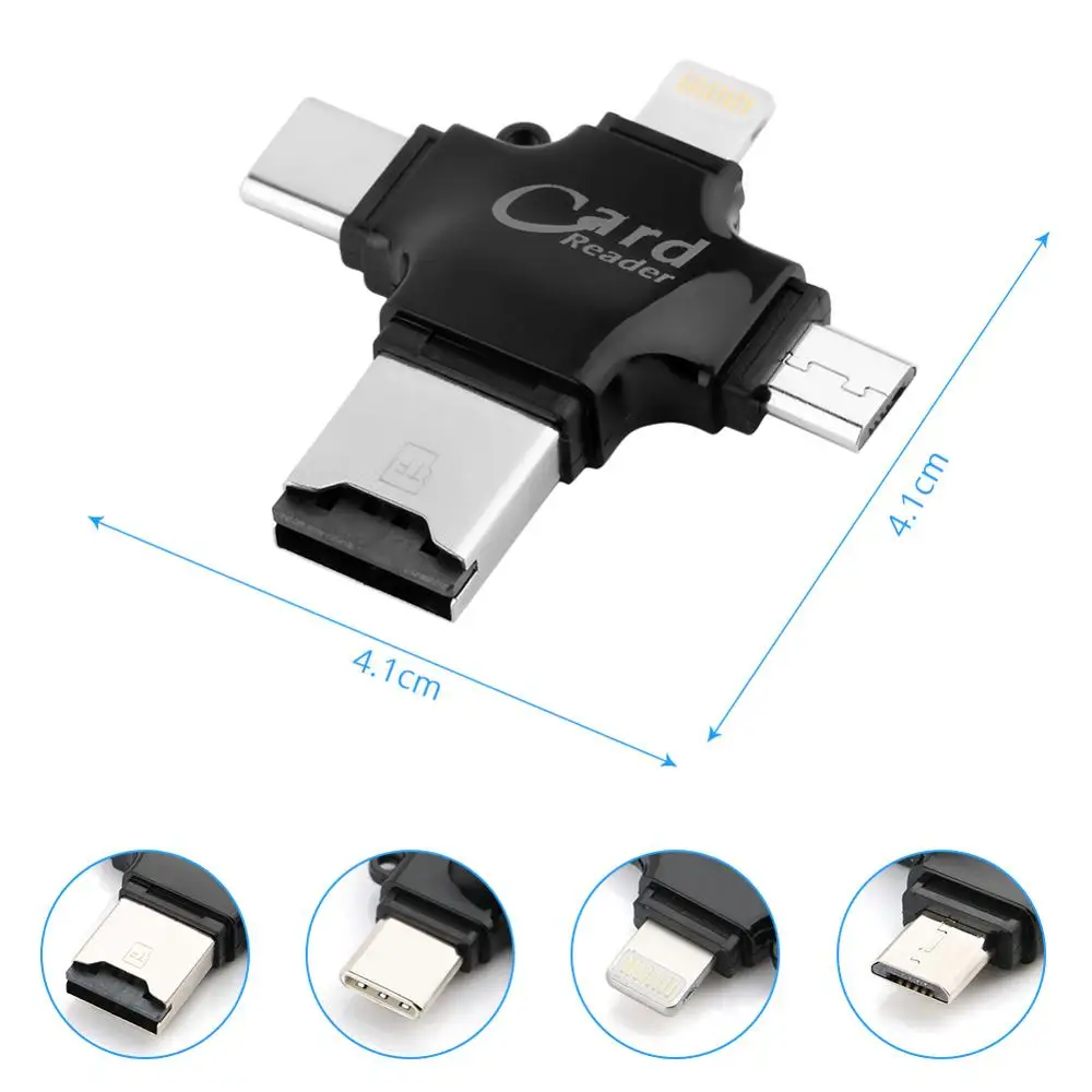 Only Support TF Тип C и Micro USB и USB OTG кардридер Универсальный OTG TF/SD для iPhone iPad MacBook Android компьютер расширители - Цвет: Only Support TF