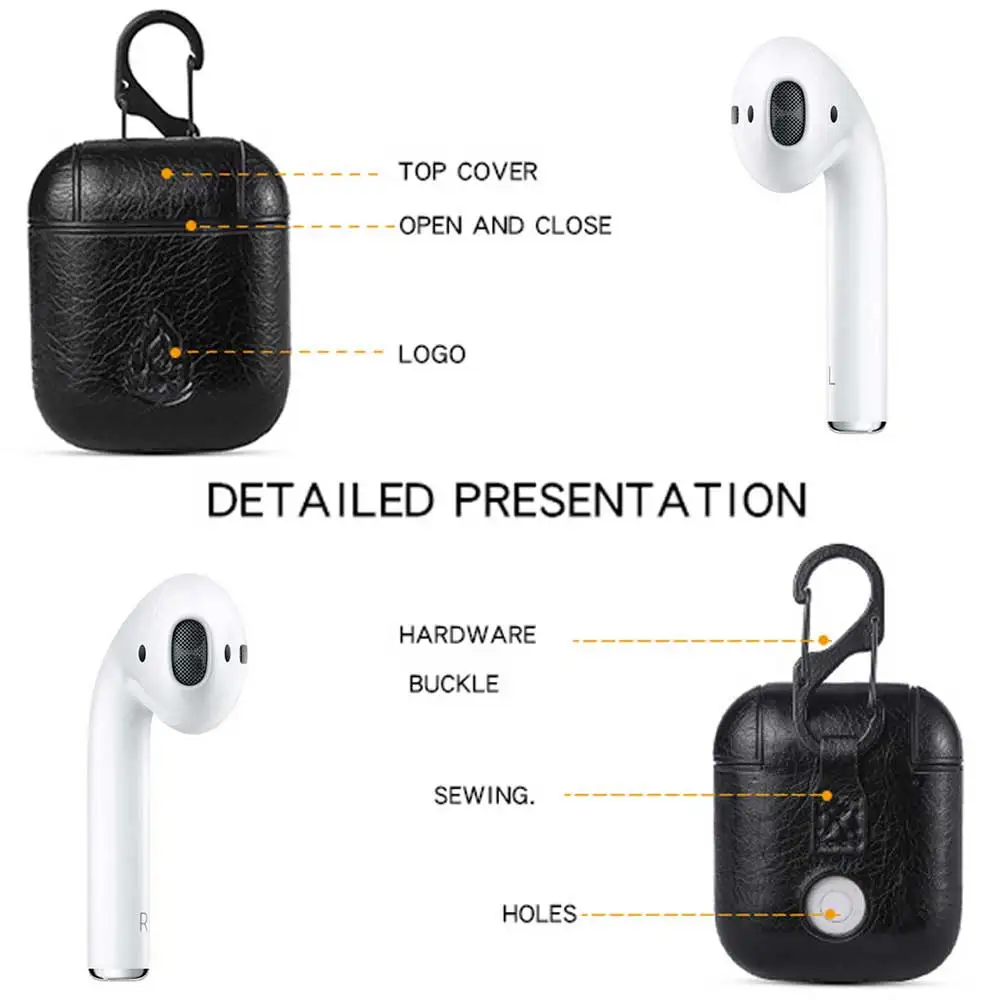 Leather Earphone Case with Metal Buckle For AirPods Protective Cover Skin Accessories for Apple Airpods Charging Box