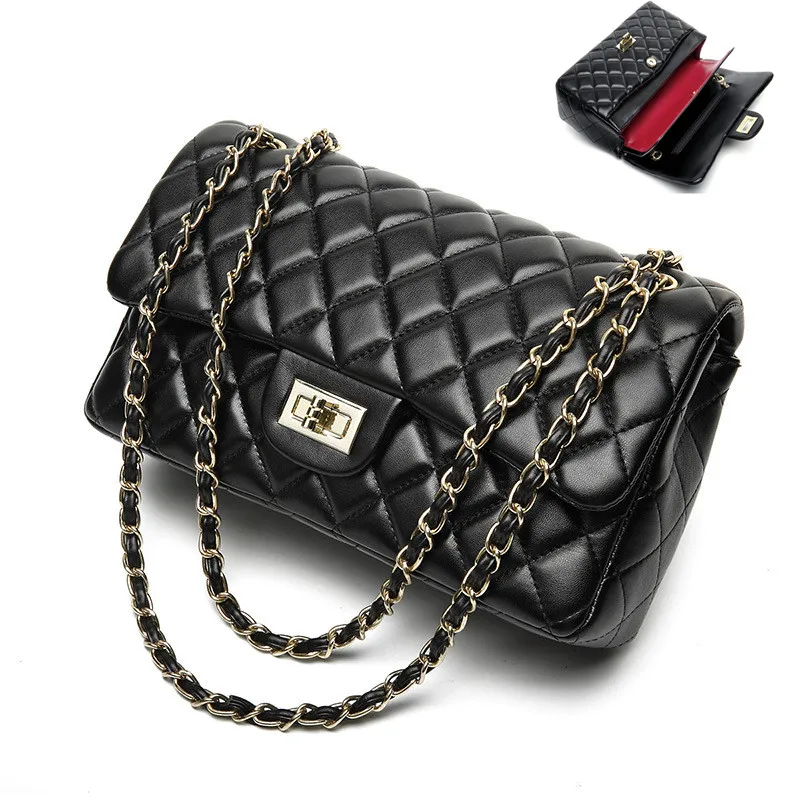 

Brands Leather Flap Bag Black Quilted Crossbody Bag Luxury Handbags Women Bags Designer Chains Shoulder Ladies Hand Bags