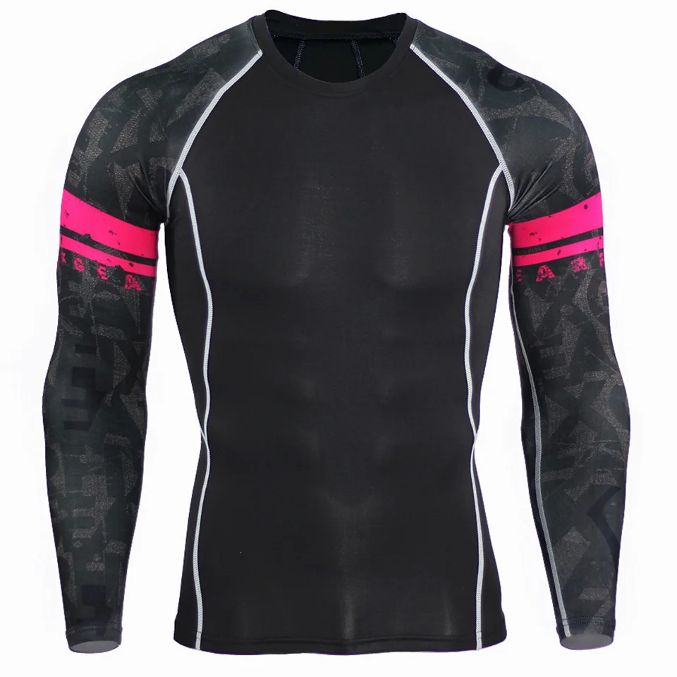 MASCUBE Для мужчин сжатия рубашки ММА Rashguard держать Фитнес с длинным рукавом базовый Слои кожу жесткой Вес подъема упругие Для мужчин s футболки