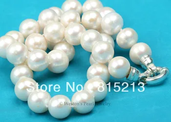 

ddh00588 RARE LARGE 11.5-12MM WHITE CULTURED FRESHWATER PEARL CHOKER NECKLACE 925 SILVER (B0409)