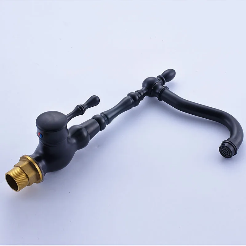 Oil Rubbed Bronze Kitchen Faucet 360 Swivel Bathroom Basin Sink Mixer Tap Single Handle Hole Hot and Cold Water Mixer Taps Oil Rubbed Bronze Kitchen Faucet 360 Swivel Bathroom Basin Sink Mixer Tap Single Handle Hole Hot and Cold Water Mixer Taps