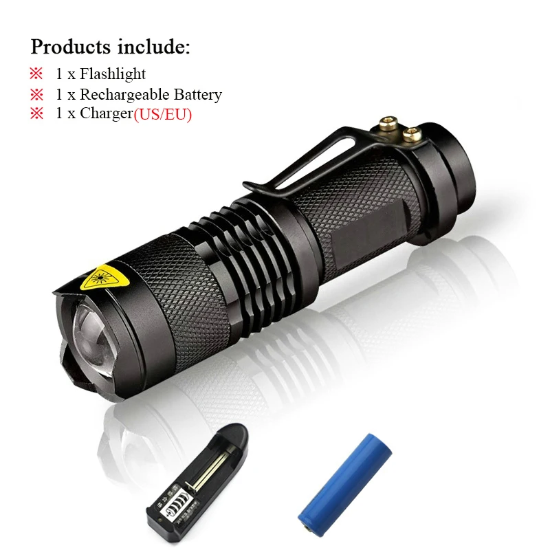 Мини-фонарик светодиодный фонарь с увеличением 2000 люменов водонепроницаемый 14500 перезаряжаемый аккумулятор или AA - Испускаемый цвет: Package B