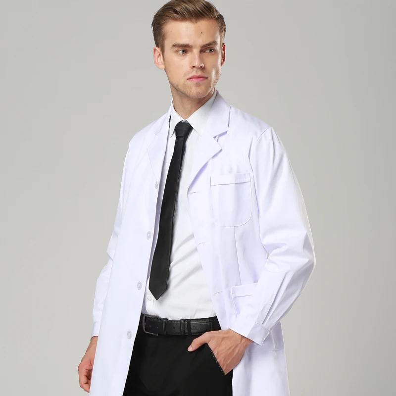 

Mens Lab Coat robe medical Hospital White medical gowns Women and Men Coat Dentist Doctor Work Wear