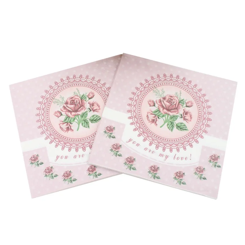 [Rainloong] 33 см* 33 см розовый Бумага салфетки для праздников и вечерние ткани обеденная салфетка Guardanapo 2 слоя 20 шт./упак - Цвет: as picture