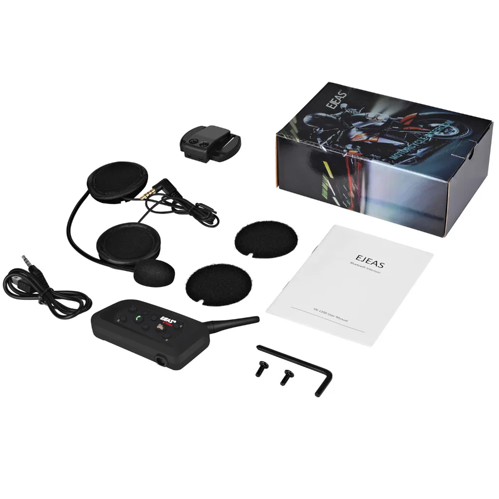 EJEAS Intercomunicador BT V6 Pro para casco de motocicleta, accesorio para  la moto, dispone de Bluetooth, auriculares con interfono de 1200m para 6  conductores, incluye férula de metal|helmet intercom headset|intercom  headsethelmet intercom -