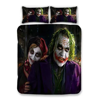 

3D Print Suicide Squad Bedding Set 3PCS Joler Square Duvet Cover Set Comic Theme Bed Linen Set with 2 Pillowcase Home Textiles