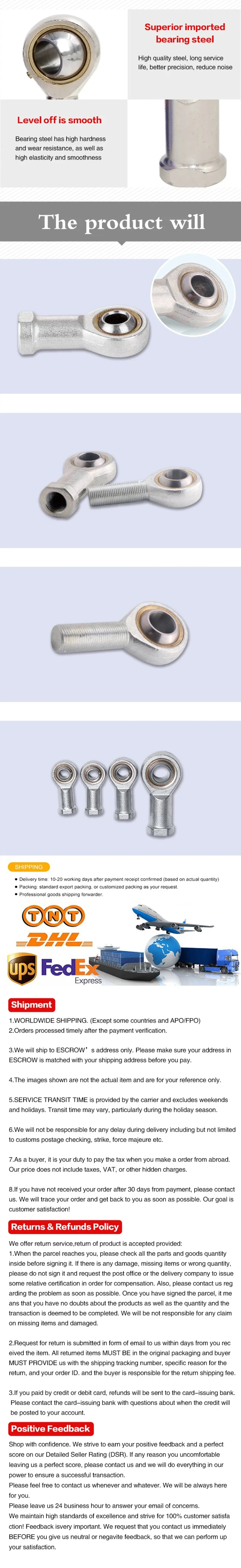 POSAL12 SAL12T//K 12mm Male Metric LEFT Threaded Rod End Joint Bearing 10 PCS