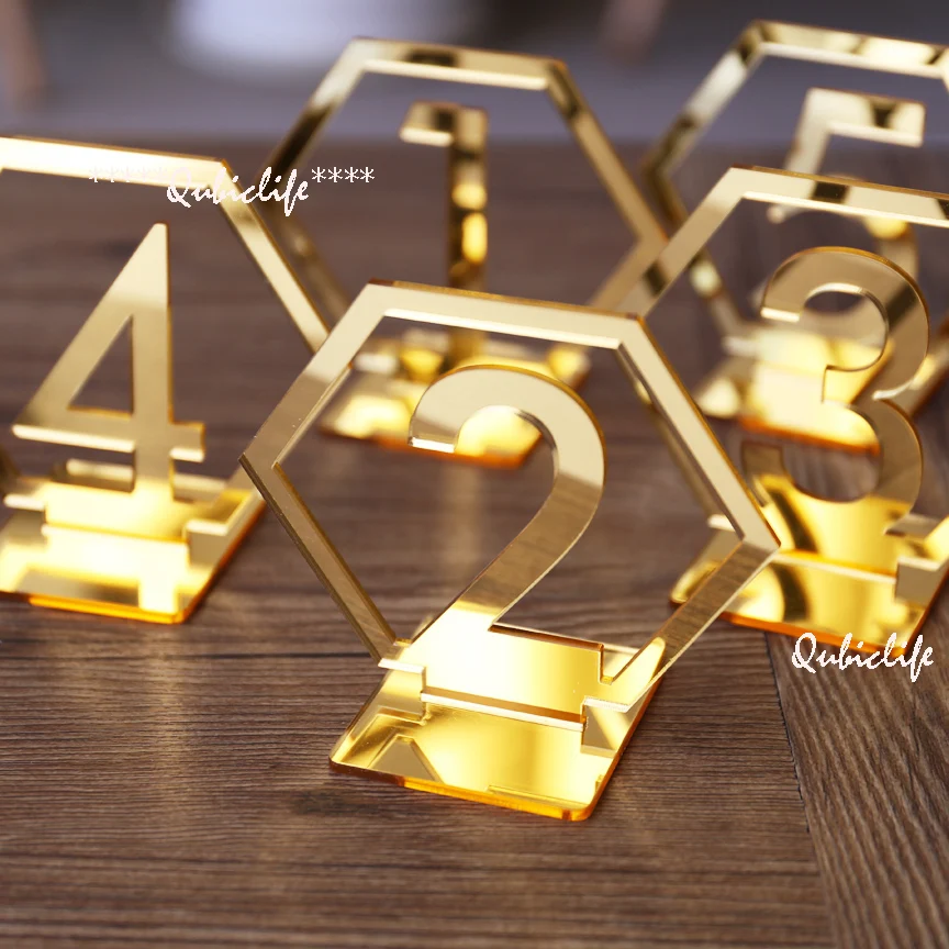 Hexagon-Table-Number-Signs-for-Wedding-Party-Decor-silver-or-Gold-Acrylic-Number-Roman-Numerals-Geometric (1)