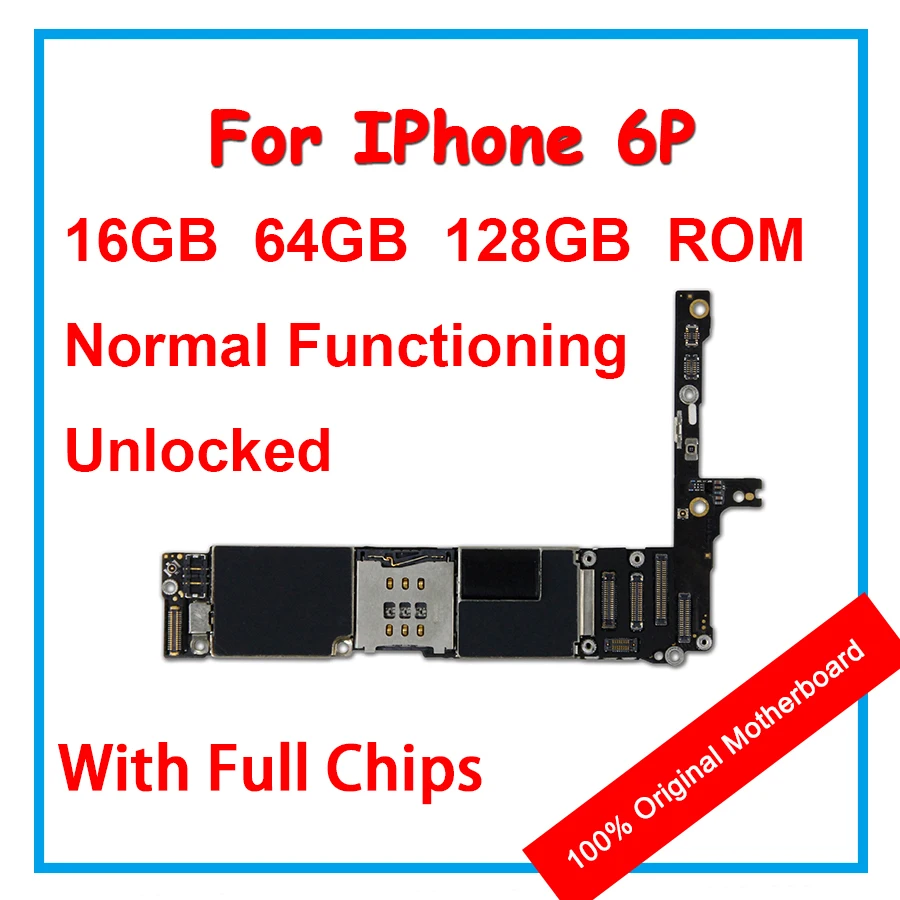 

16GB 64GB 128GB ROM Original Motherboard For iPhone 6P 6 Plus 100% Unlock Mainboard With Chips IOS LogicBoard For Replace Repair