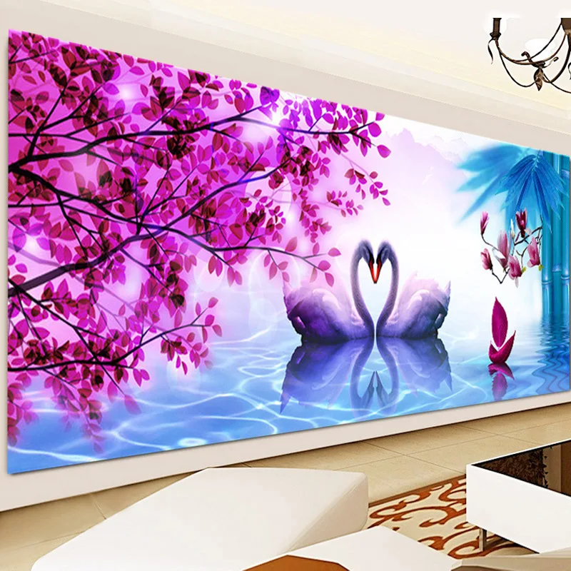 

5D DIY Diamond Painting, Romantic Swan Lake,Lovers,Diamond Cross Stitch Kit, Diamond Embroidery, Diamond Mosaic, Wedding Decor
