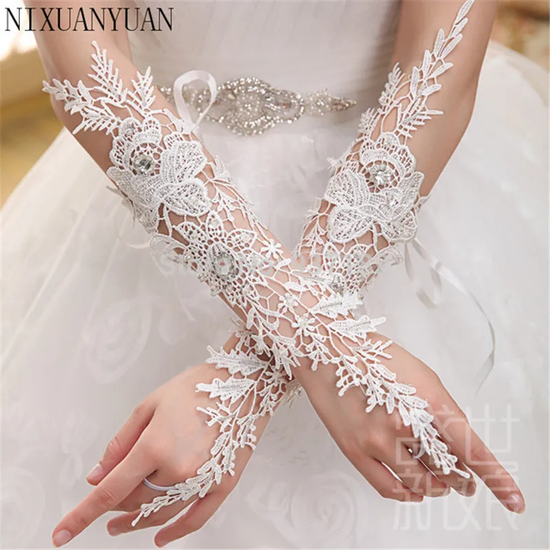 NIXUANYUAN преуспевающие времена невесты длинный дизайн ремень невесты митенки качество стразы кружева украшение автомобиля свадебные перчатки