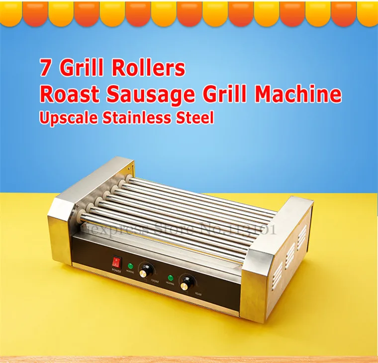 Hot Dog Roller Grilling Machine Stainless Steel Commercial Quality Hotdog Maker with 7 Grill Rollers