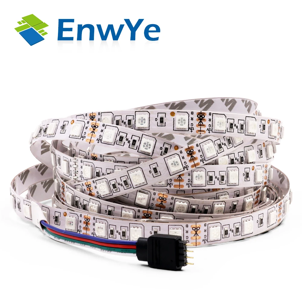 EnwYe Светодиодная лента 5050 DC12V 60 светодиодный s/m 5 м/лот водонепроницаемый гибкий светодиодный светильник RGB 5050 Светодиодная лента