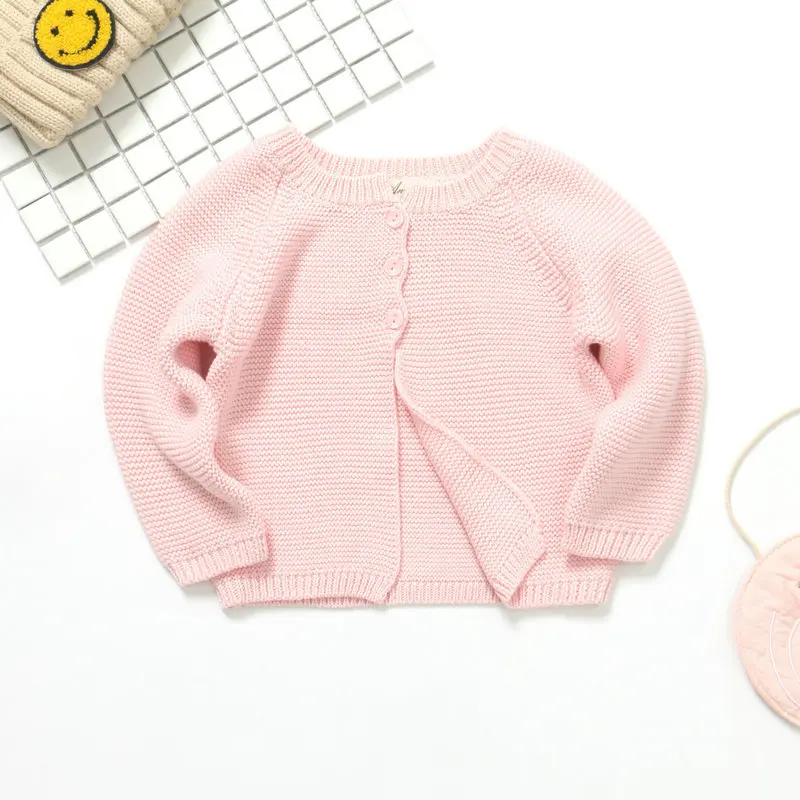 Кардиган для новорожденных мальчиков и девочек; сезон весна-осень; вязаный свитер для маленьких девочек; одежда; теплый хлопковый кардиган для маленьких мальчиков; верхняя одежда - Цвет: Розовый