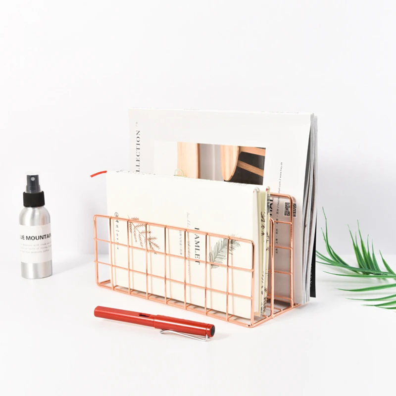 

Gold/Rose Gold Electroplated Bookend Desk Organizer Desktop Office Home Bookends Book Holder