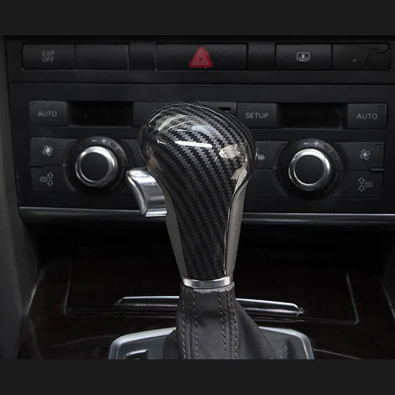 

Car Styling Gear Shift Knob Head For Audi A4 B7 A5 A6 C6 Q5 Q7 AT Speed Gearshift Handle Covers Carbon Fiber Color Stickers