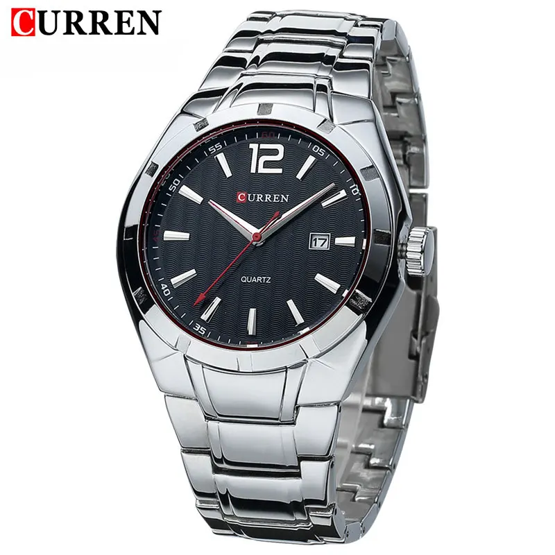 Tanie 2018 nowa luksusowa marka curren mężczyźni Sport zegarki mężczyźni zegarek kwarcowy ze stali nierdzewnej mężczyźni moda Casual Wrist Watch Relogio Masculino