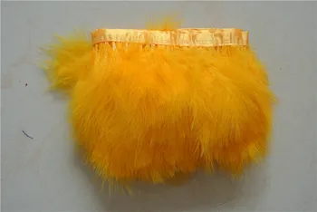 

10 meters gold marabou Fluff feather trim dark yellow Turkey Feather Trim fringe 7-10cm wide for sewing Costume wedding supply