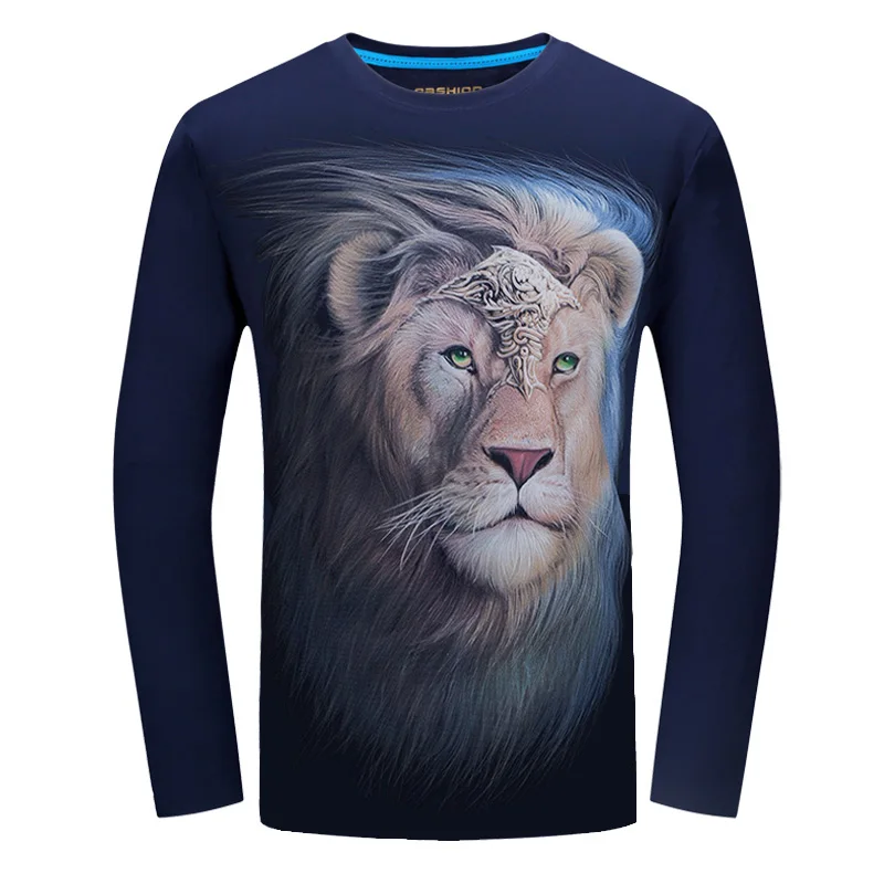 

Novelty 3d t Shirt Men 2017 Autumn Cotton Lion King 3D Printed Long Sleeve T-shirt homme Slim Fit Brand Clothing Plus Size 6XL