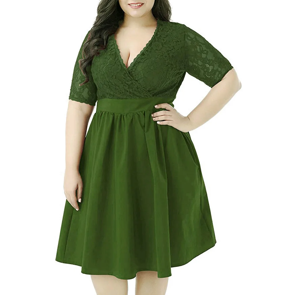 

2019 MAXIORILL New платье new summer women's large size lace stitching casual dress wholesale free shipping made in China t3+3