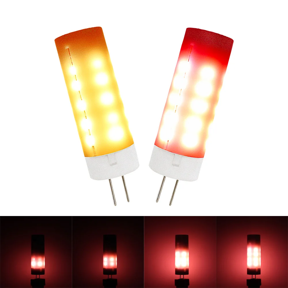 G4 LED Lamps DC AC 12V Flame Effect Fire Lights SMD 2835 Flickering