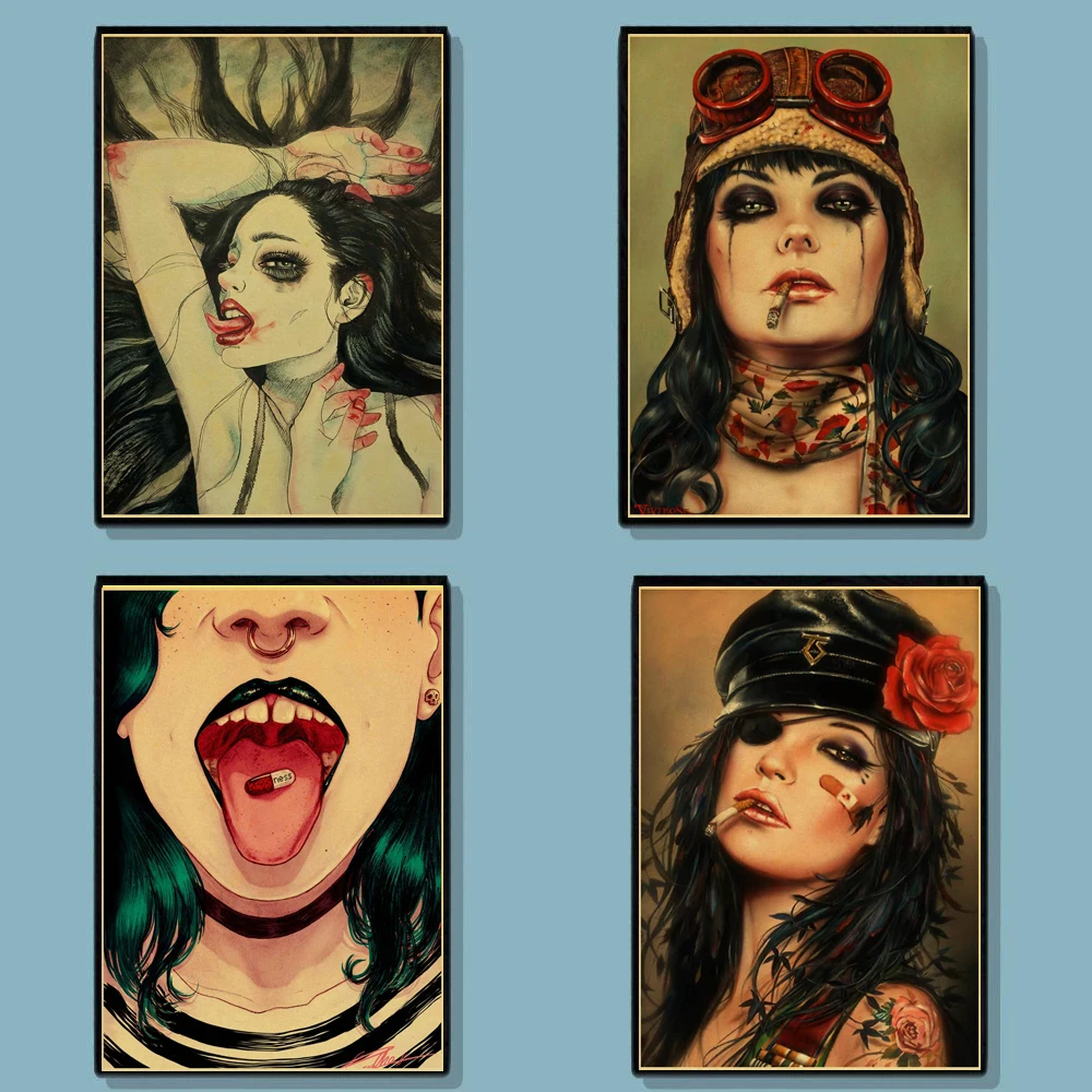 

Vintage posters Sexy Girls Motor Retro kraft wall paper High Quality Painting For Home Decor wall stickers