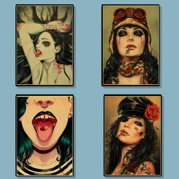 

Vintage posters Sexy Girls Motor Retro kraft wall paper High Quality Painting For Home Decor wall stickers