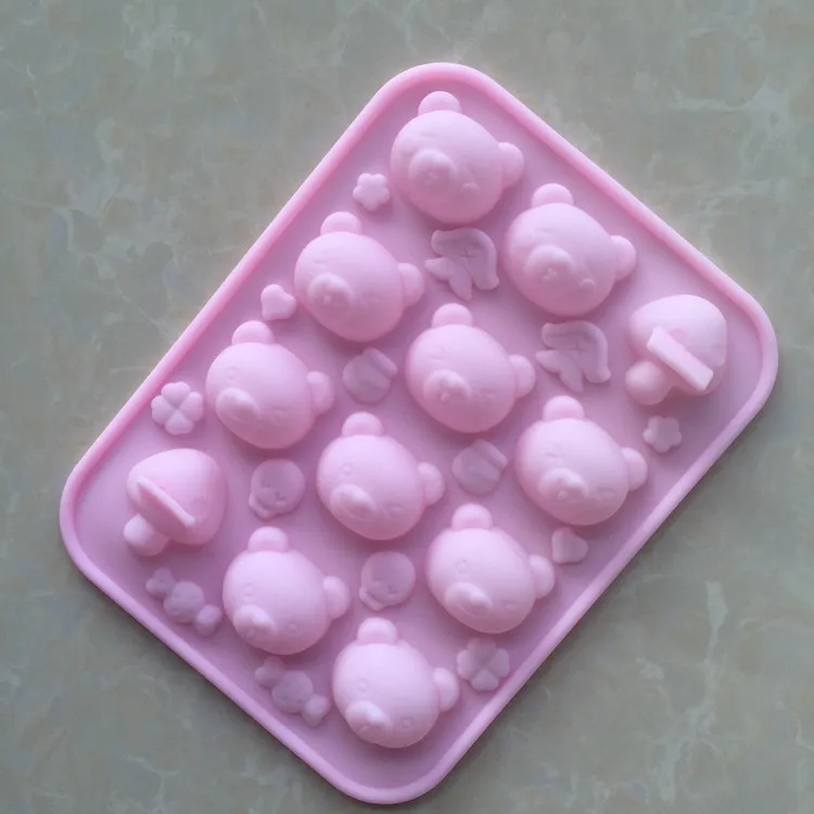 

10 Hole Rilakkuma Relaxing Bear Chocolate Mold DIY Molds FDA Safe Ice Cube Mould Cartoon Silicone Mold Chocolate 1136