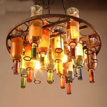 Подвесные лампы в винтажном стиле, стеклянные подвесные лампы для винной бутылки, круглые винные стеллажи, подвесные светильники для столовой, винный погреб, бар