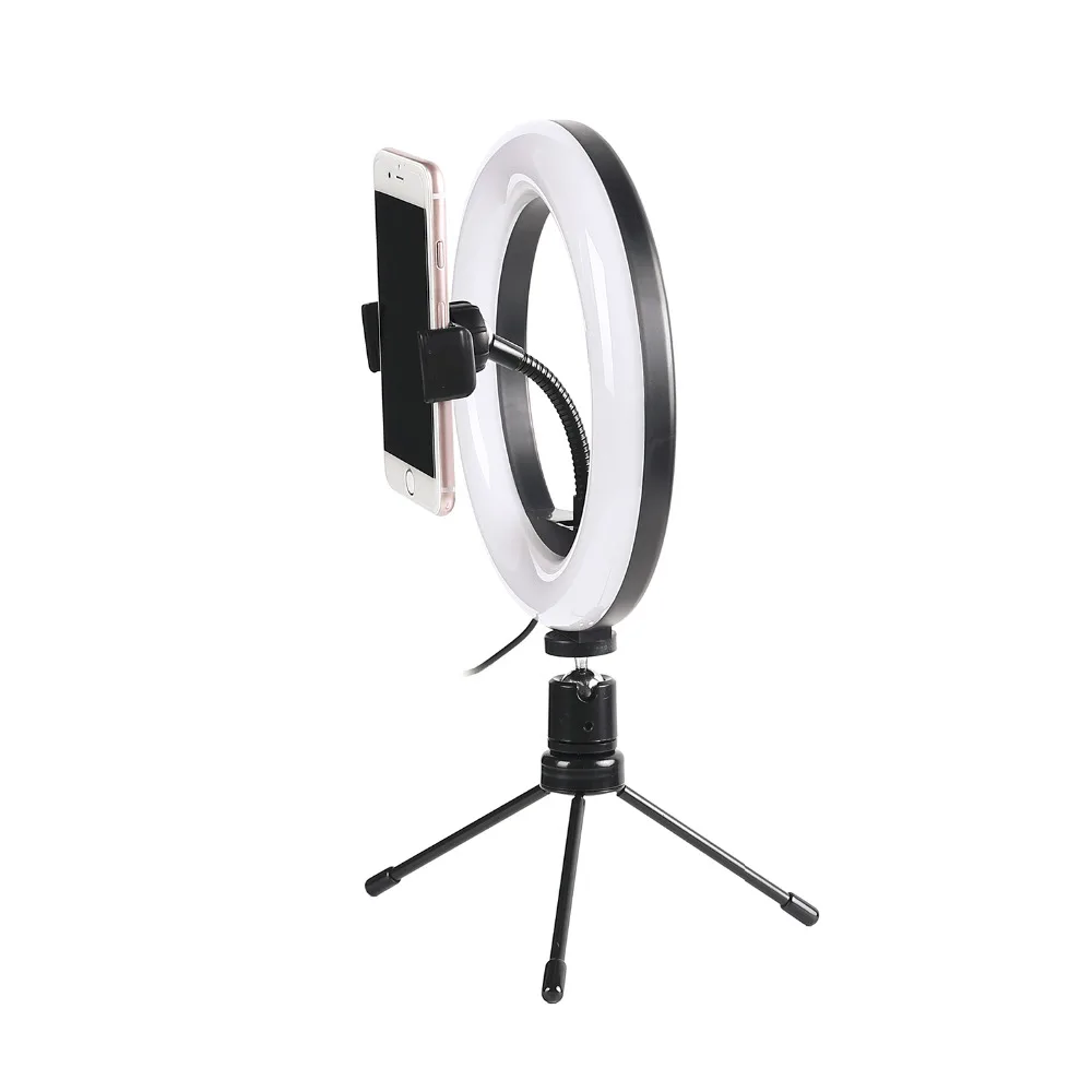 Фотография СВЕТОДИОДНЫЙ селфи кольцо света 20 см затемняемая камера телефон кольцо лампа 8 дюймов с настольные штативы для макияжа видео для студий с живым звуком