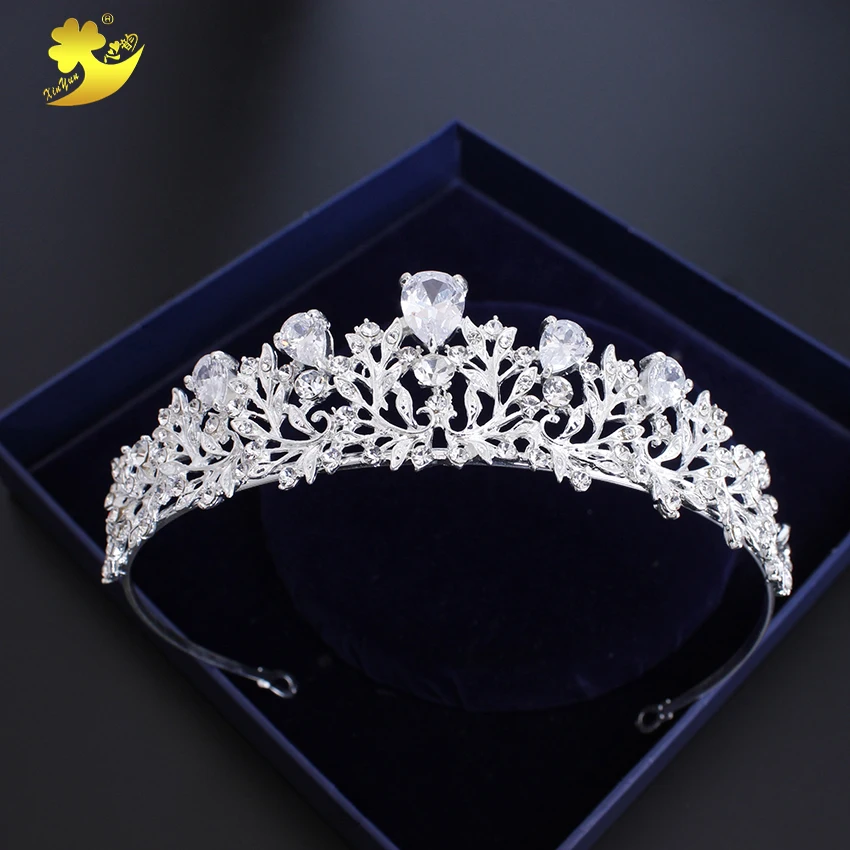 

Xinyun Wedding Tiaras Bridal Hair Accessories Shining Rhinestones Fashion Bride Bijouterie Sparking Crown Bright Zircon Jewelry