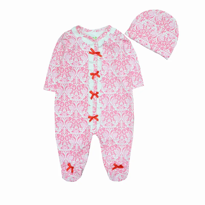 Новинка г.; милая одежда для малышей с шапочкой; удобная одежда с длинными рукавами из хлопка; комбинезоны для новорожденных девочек и мальчиков - Цвет: RFH2009