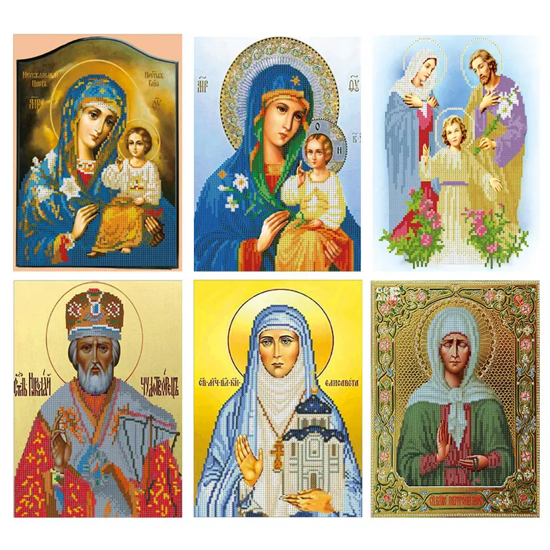 

5D DIY Religious People Round Drill Diamond Painting CrossStitch Pope Notre Mary Virgin Art Craft Home Wall Decor Drawing Toys