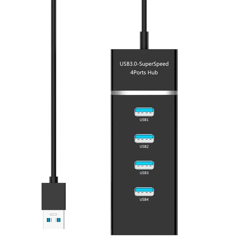 Высокая Скорость 4 Порты и разъёмы USB 3,0 Multi HUB разветвитель расширения настольных ПК ноутбук адаптер переменного тока