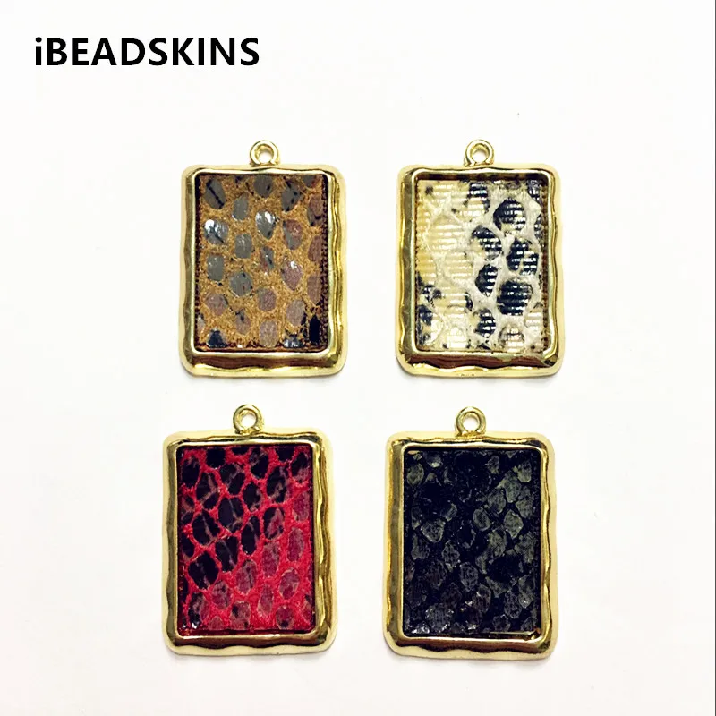 

New arrival! 28x20mm 50pcs/lot gold color zinc alloy rectangle-shape Leopard print charm for jewelry DIY ( as shown)