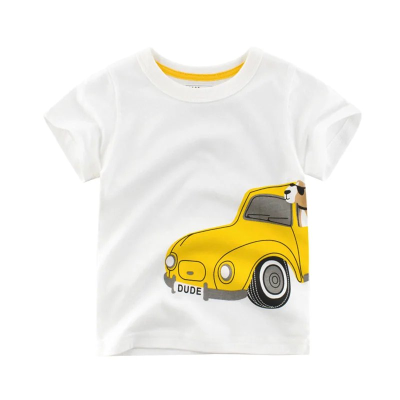 

2019 Boys T Shirt Kids Tops 2-8 Years Cotton Cars White Baby Toddler Boy Tee Shirt Summer Clothes Boy T Shirts for Children