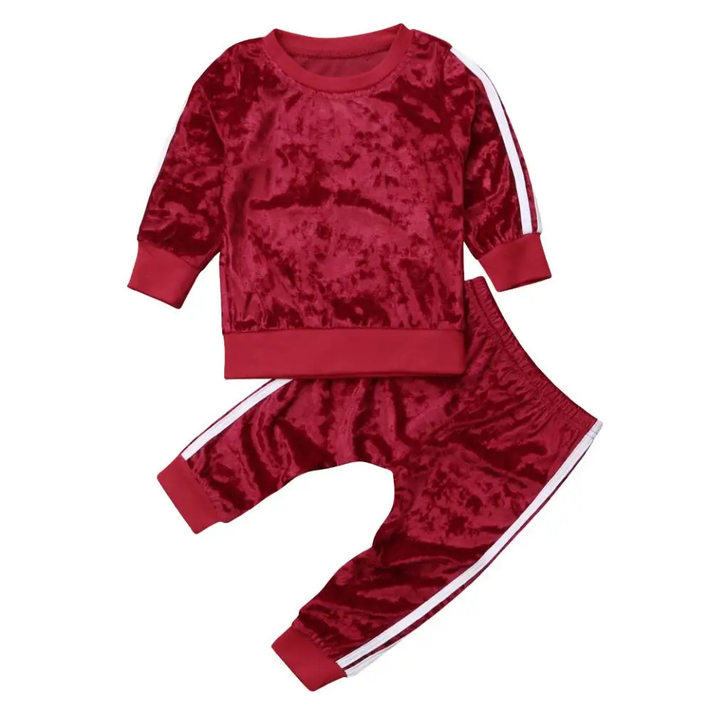 Спортивный костюм для девочек; комплекты одежды для мальчиков; Одежда для маленьких детей; От 1 до 5 лет спортивный костюм из бархата с длинными рукавами; костюмы для детей