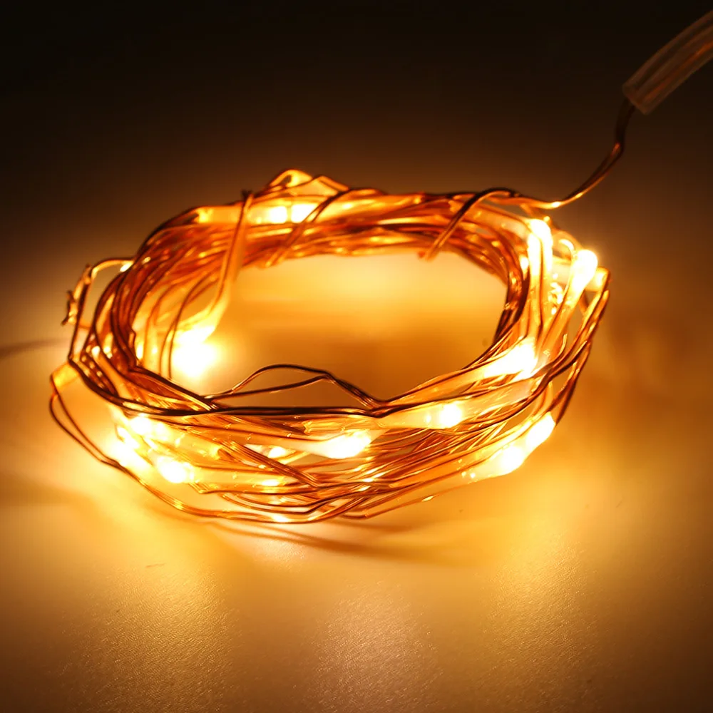 2M 20 LEDs Button Battery Operated LED Copper Wire String Fairy Lights With Milky White Battery