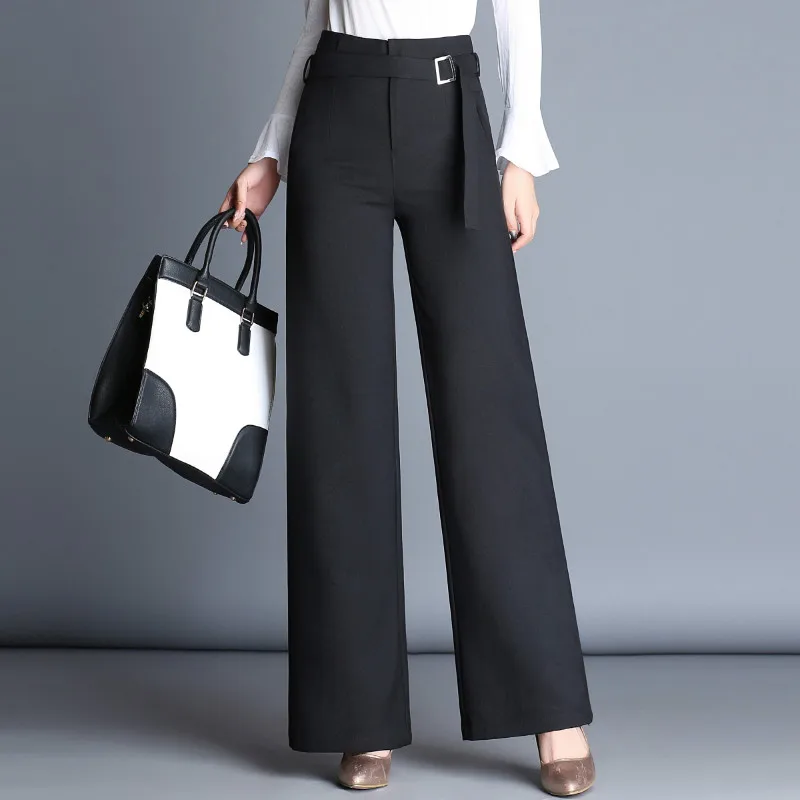 

Wide Leg Pants Women Spring And Autumn New Korean Version High Waist Loose Large Size Casual Black Trousers