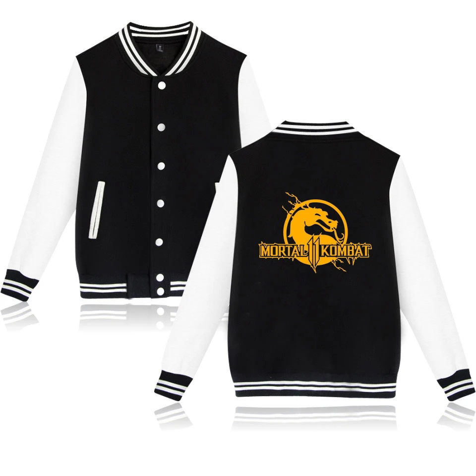 Mortal Combat 11 куртка игровая Harajuku Повседневное Для мужчин/Для женщин с длинным рукавом Бейсбол Джерси Одежда для Instagram студенческие