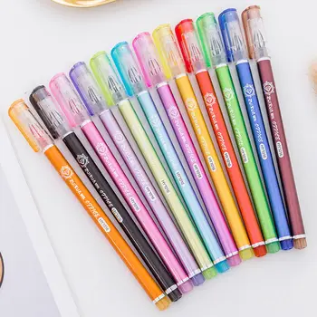 

Coloffice 12PCS/Set Colorful Signature Pen Creative Large Capacity Disposable Diamond Head Full Needle 0.5mm Gel pen Stationery